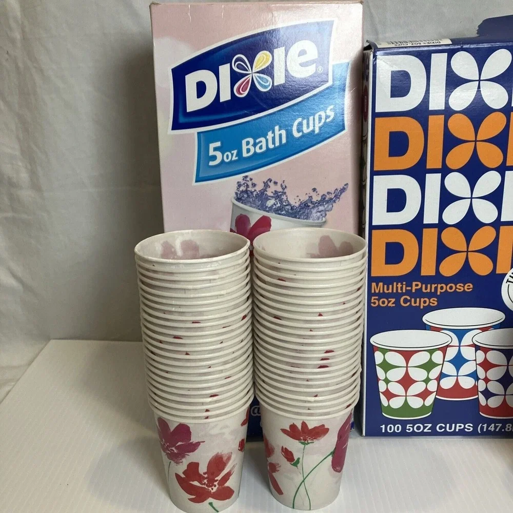 Dixie Cups 5oz Bath Cups 2009 2018 Flower Throwback Pack Open (77 Cups Remain)‎